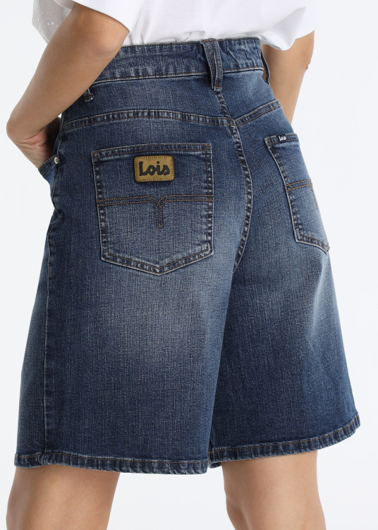Short en jean bleu foncé coupe décontractée taille haute | Tailles en pouces