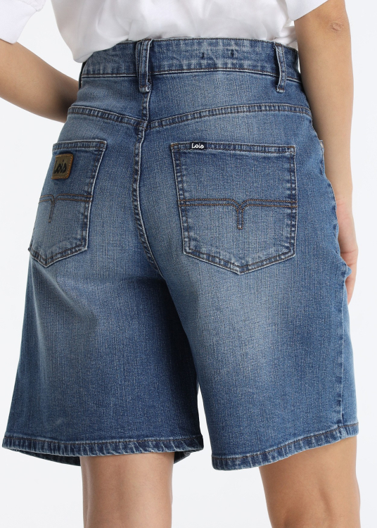 Short en jean bleu foncé coupe décontractée taille haute | Tailles en pouces | Denim