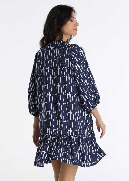 Robe courte fluide à manches bouffantes - Imprimé KISS