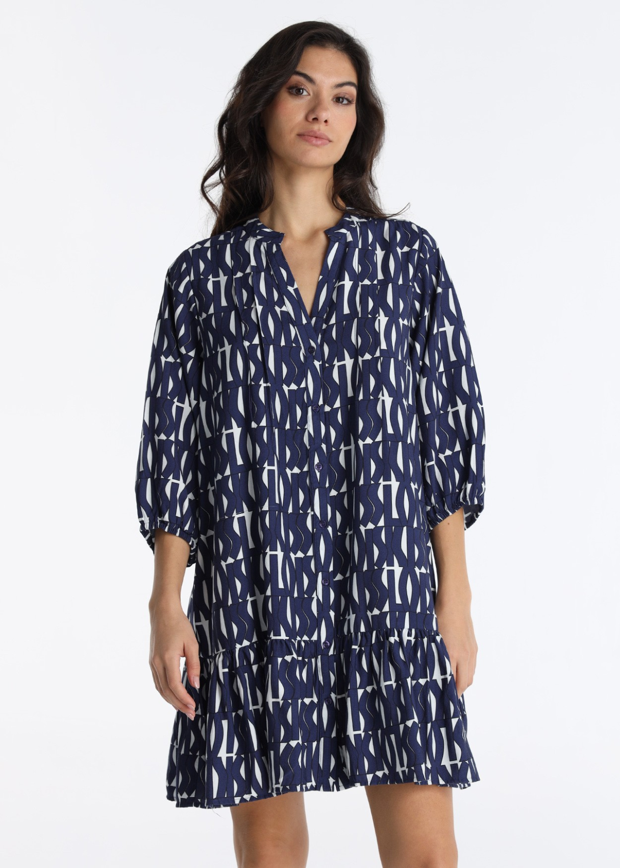 Robe courte fluide à manches bouffantes - Imprimé KISS