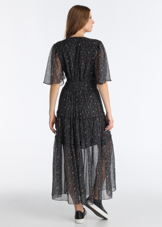 Robe longue fluide élégante à imprimé cachemire