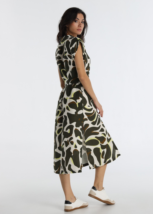 Robe-chemise longue à imprimé animal
