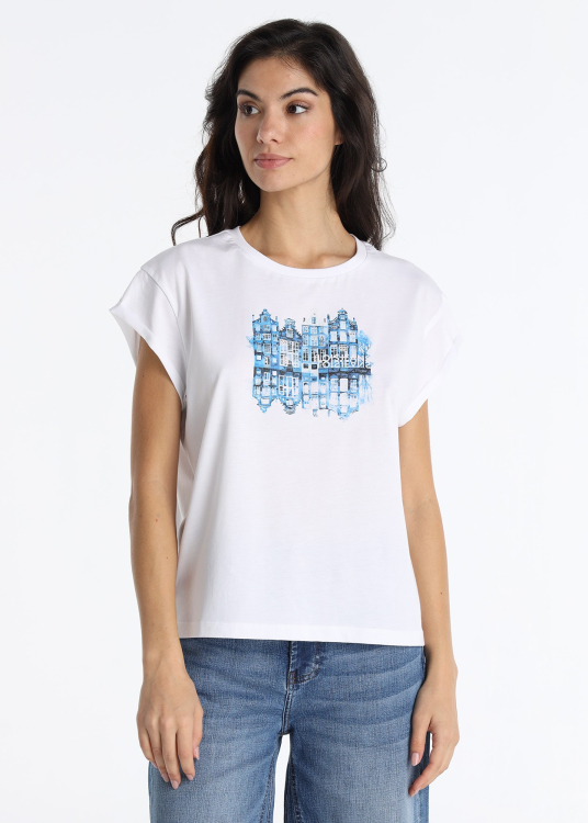 T-shirt orné du logo de la marque et de strass | Blanc