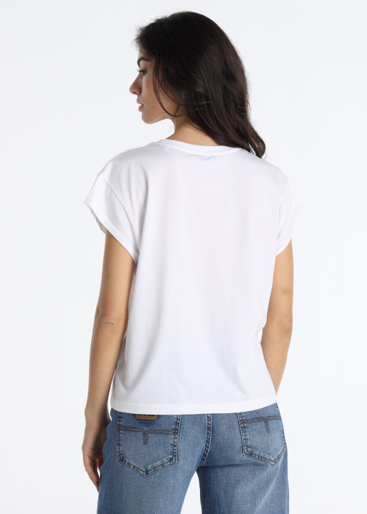 T-shirt orné du logo de la marque et de strass