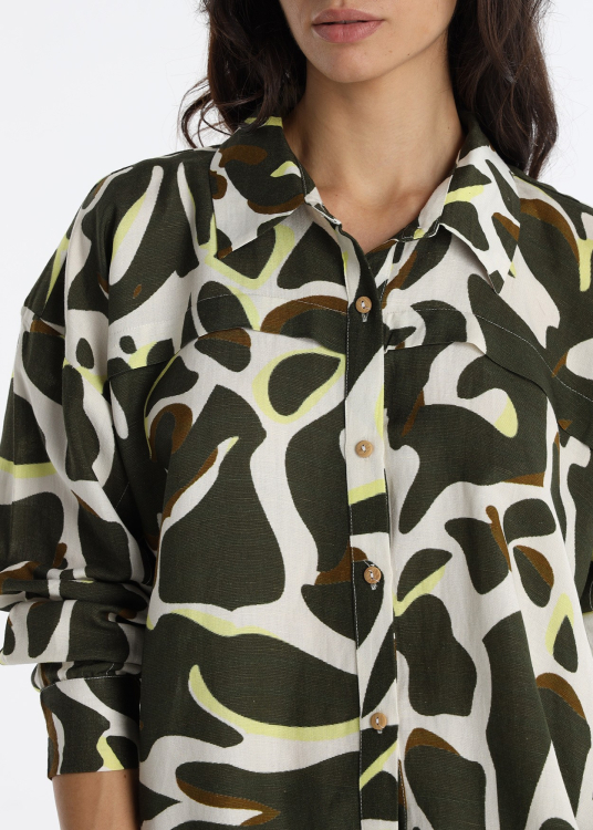 Chemise à empiècement avant imprimé animal