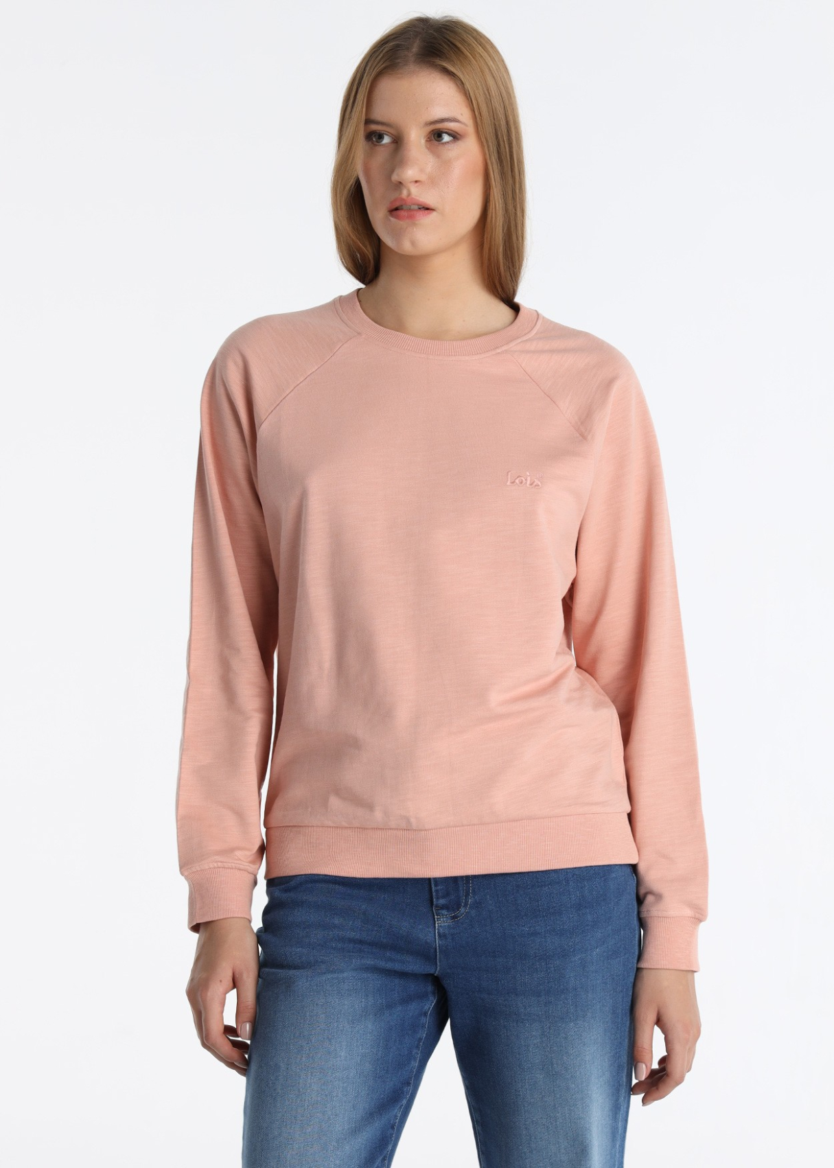Sweat-shirt basique à col rond avec logo brodé