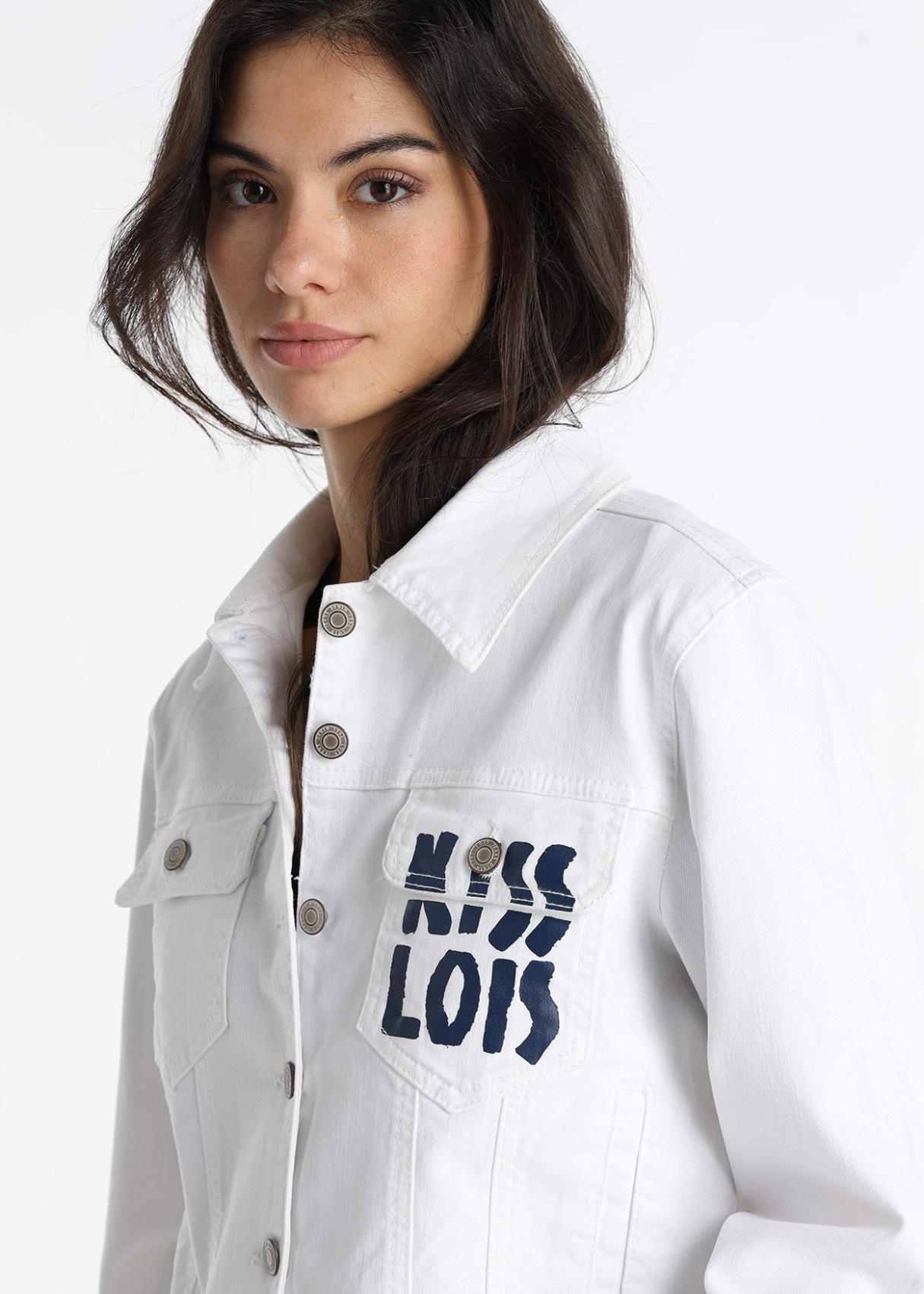 Veste en jean avec motif aquarelle sur la poche