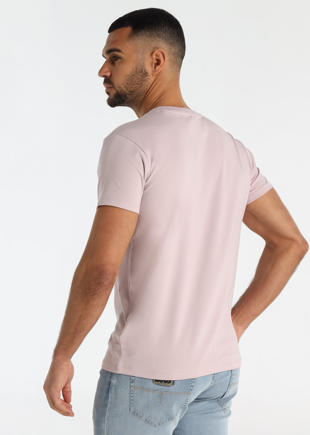 T-shirt stretch coupe slim avec broderie poitrine, blanc