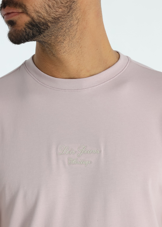 T-shirt stretch coupe slim avec broderie poitrine, blanc | Violet