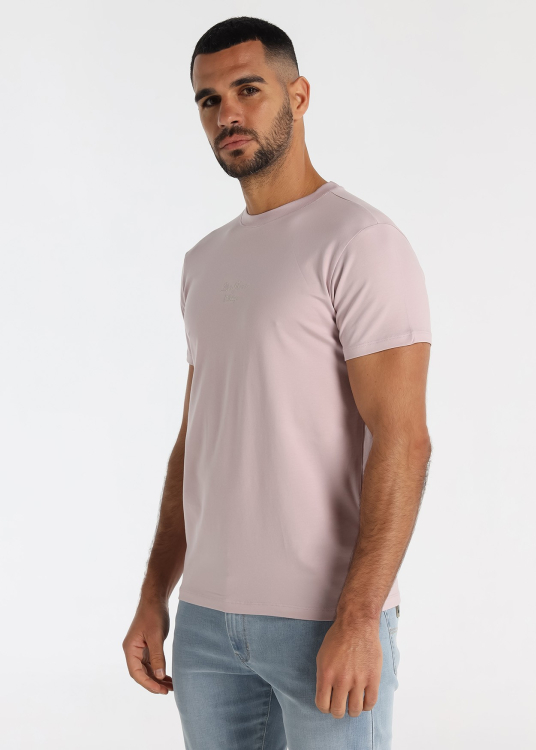 T-shirt stretch coupe slim avec broderie poitrine, blanc