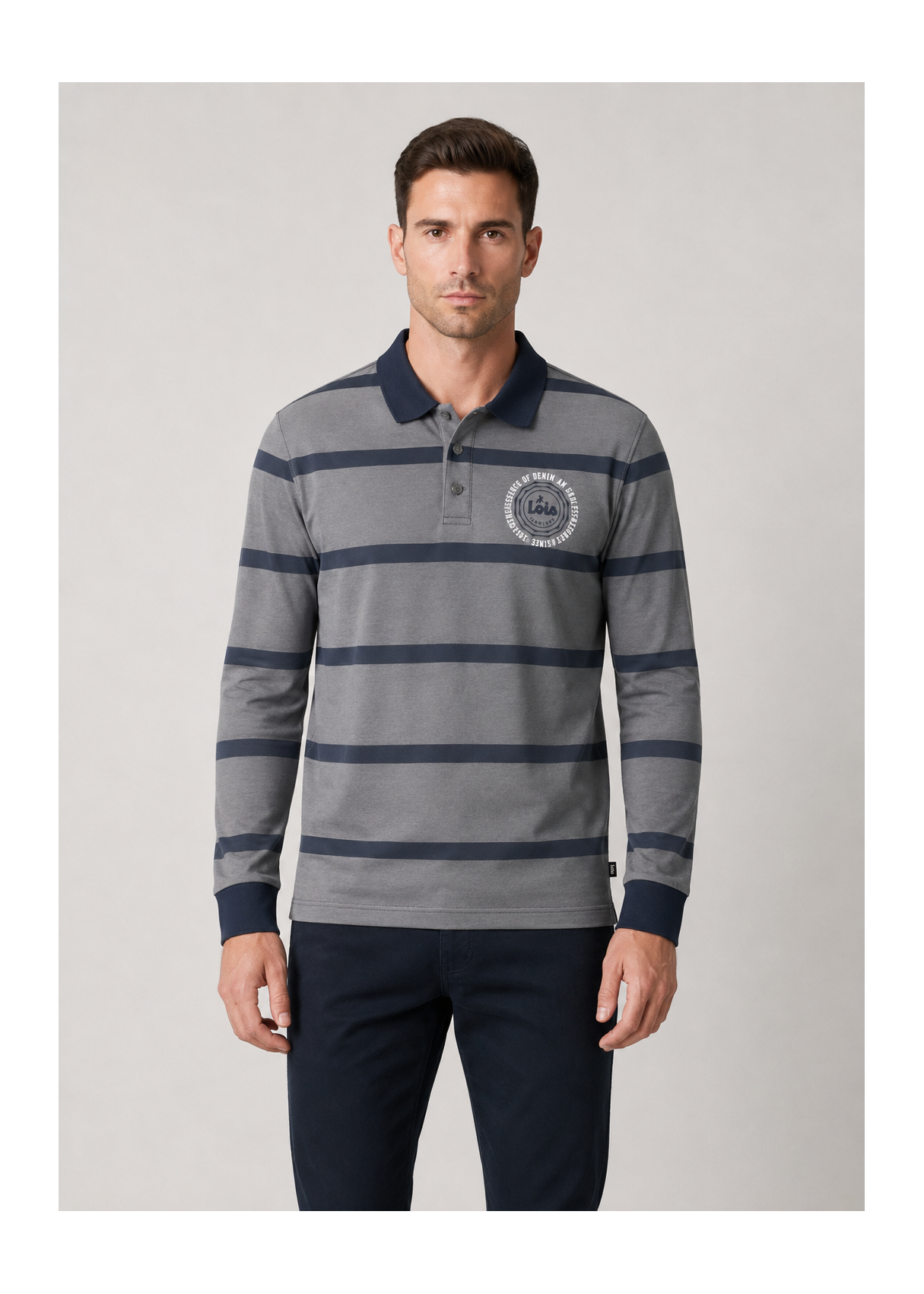 Polo homme à manches longues Lois Jeans avec rayures contrastantes au col · style contemporain