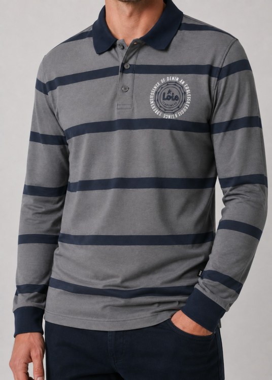 Polo homme à manches longues Lois Jeans avec rayures contrastantes au col · style contemporain