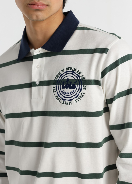 Polo homme à manches longues Lois Jeans avec rayures contrastantes au col · style contemporain