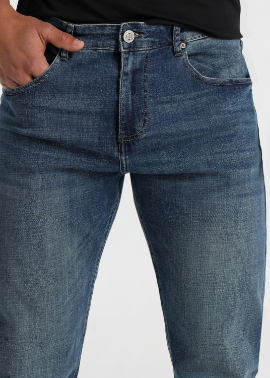 Jean homme bleu moyen délavé vintage · Ligne classique revisitée | Tailles en pouces