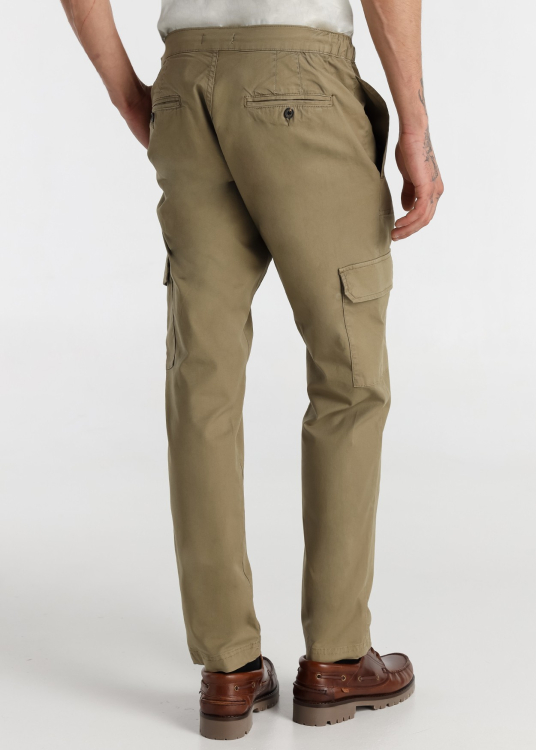 Pantalon cargo homme avec cordon de serrage et taille élastique | Modèle polyvalent | Tailles en pouces | Noir
