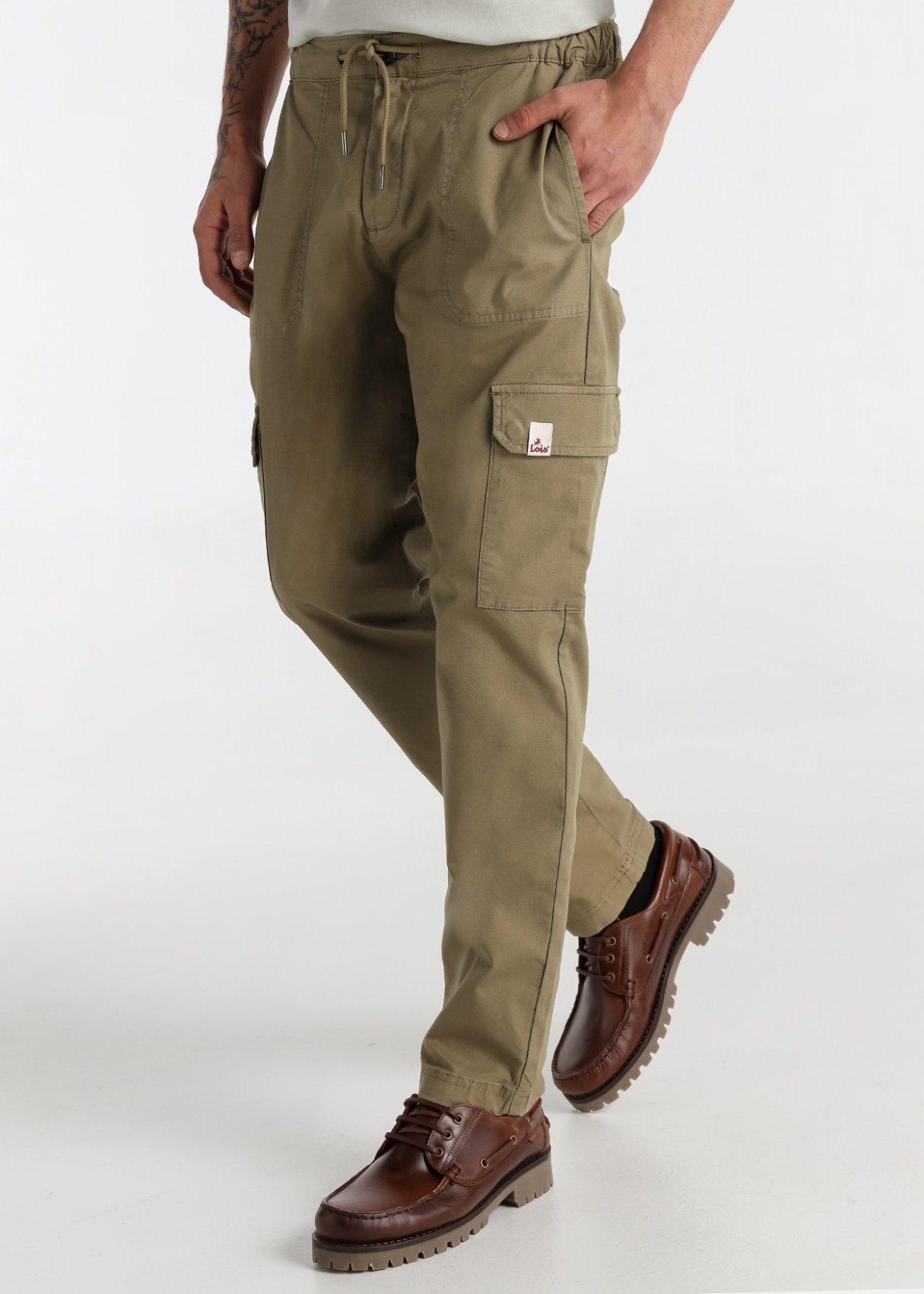 Pantalon cargo homme avec cordon de serrage et taille élastique | Modèle polyvalent | Tailles en pouces