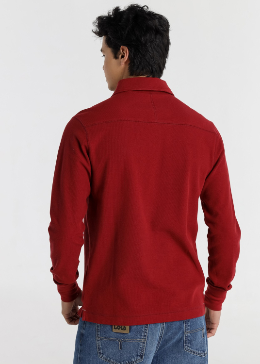 Polo homme Lois Jeans jacquard à manches longues avec étiquette logo - design contemporain | Gris