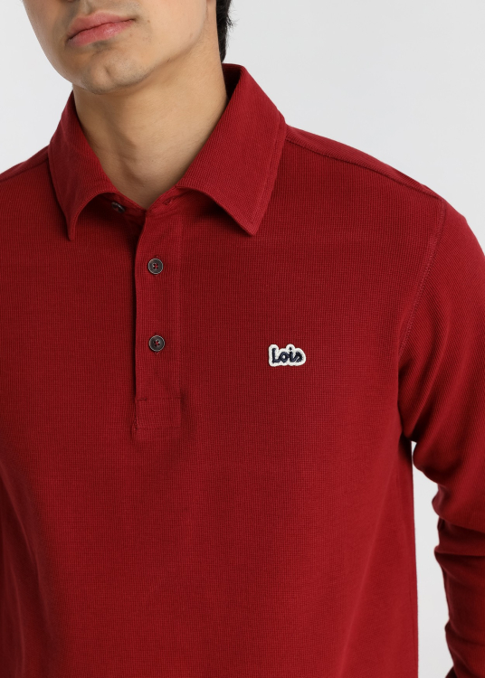 Polo homme Lois Jeans jacquard à manches longues avec étiquette logo - design contemporain