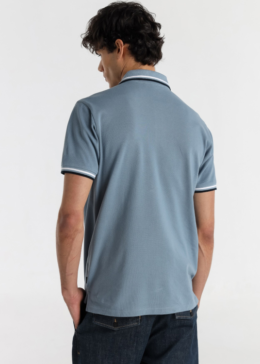 Polo homme Lois Jeans à manches courtes, finition double style Lacoste et col rayé · style décontracté