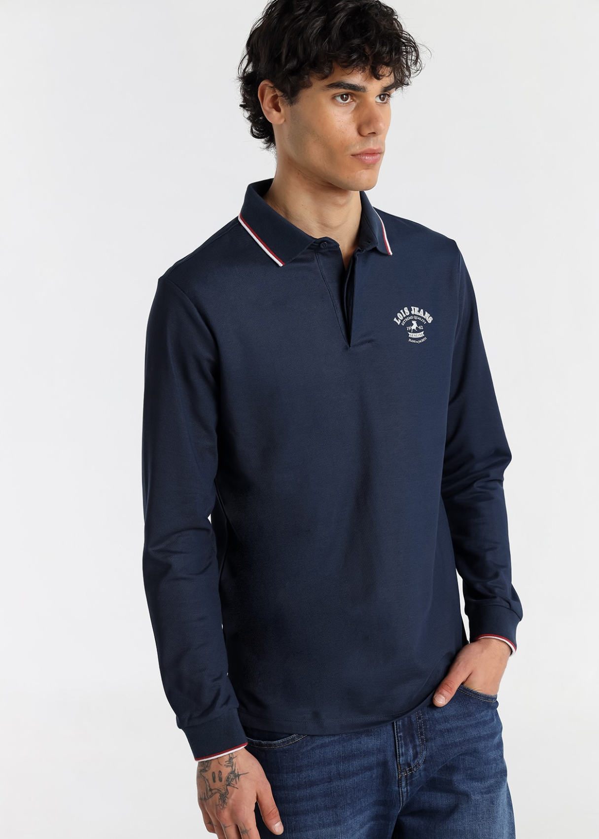 Polo à manches longues pour homme Lois Jeans avec logo Genuine - collection actuelle