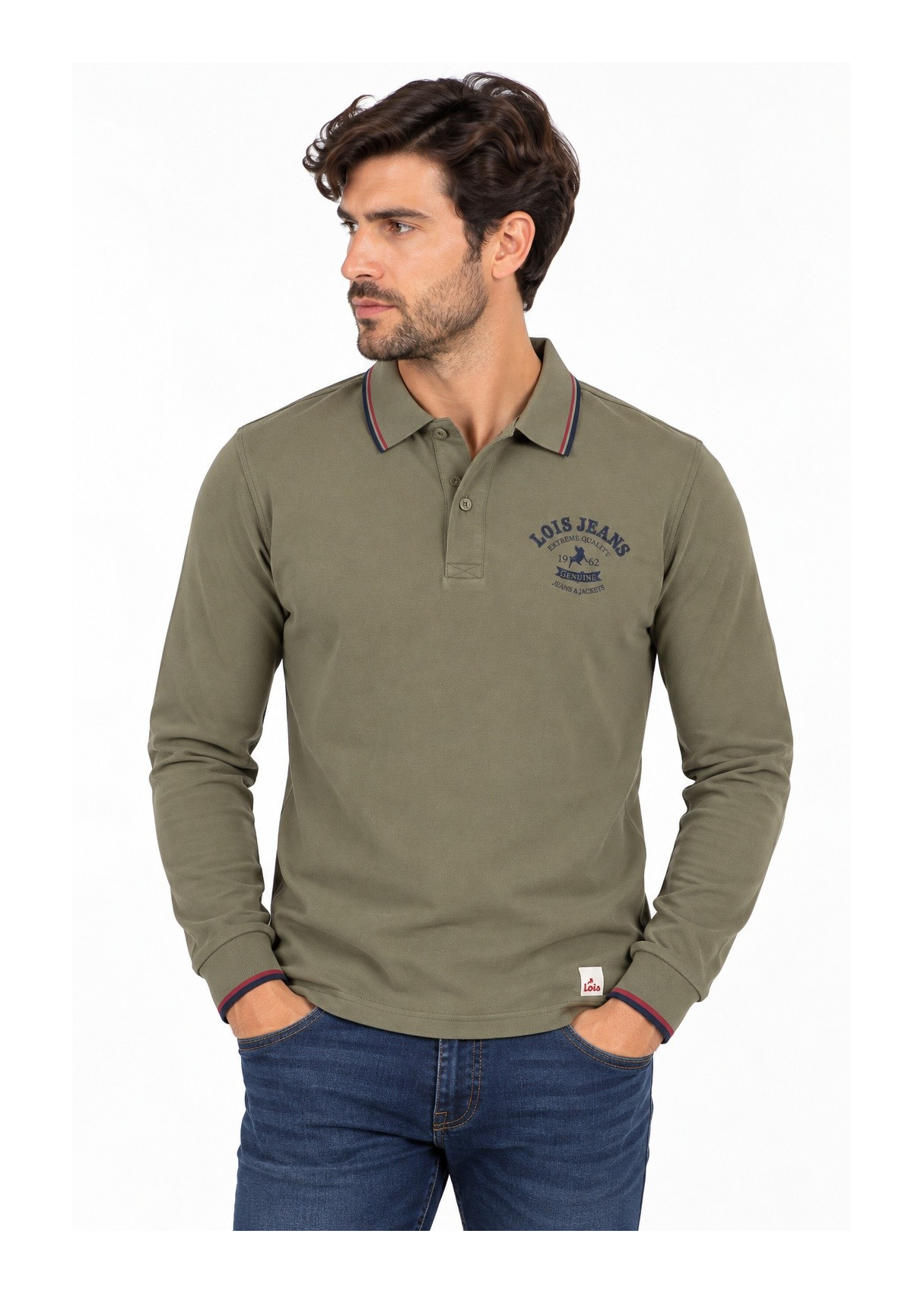 Polo à manches longues pour homme Lois Jeans avec logo Genuine - collection actuelle