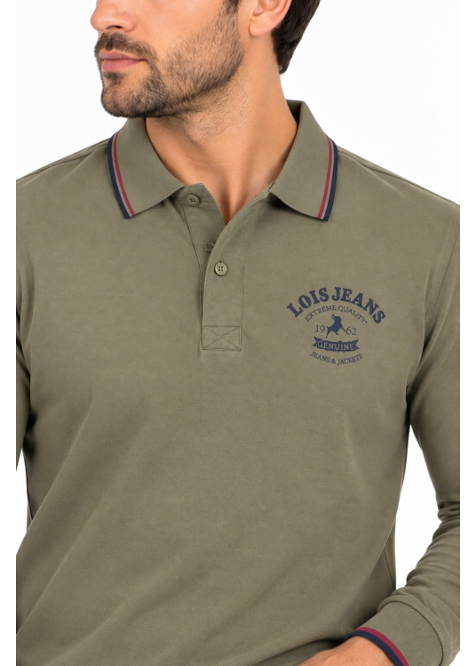 Polo à manches longues pour homme Lois Jeans avec logo Genuine - collection actuelle
