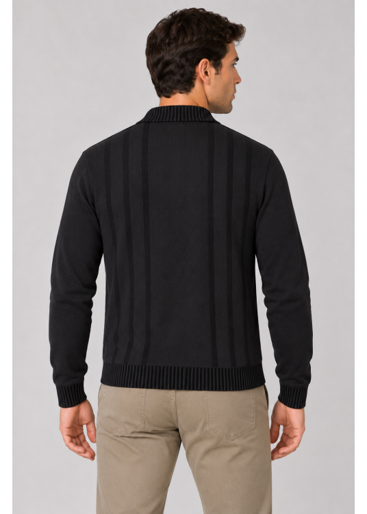 Polo Lois Jeans pour homme en maille jacquard avec broderie · Collection hiver | Noir