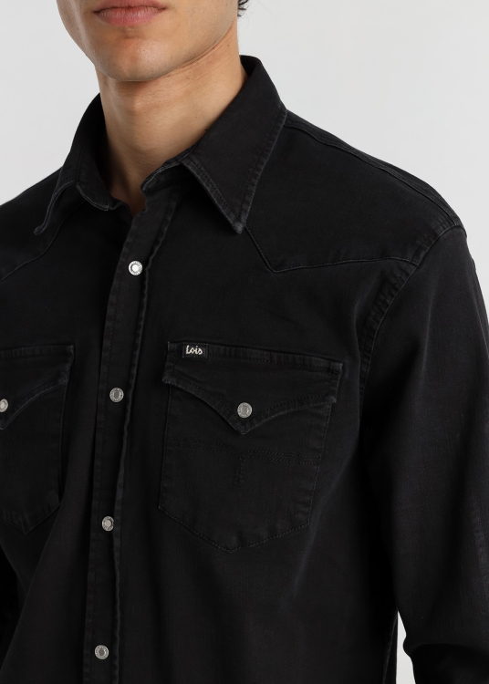 Chemise en denim stretch pour homme Lois Jeans, délavage Phantom · design fonctionnel