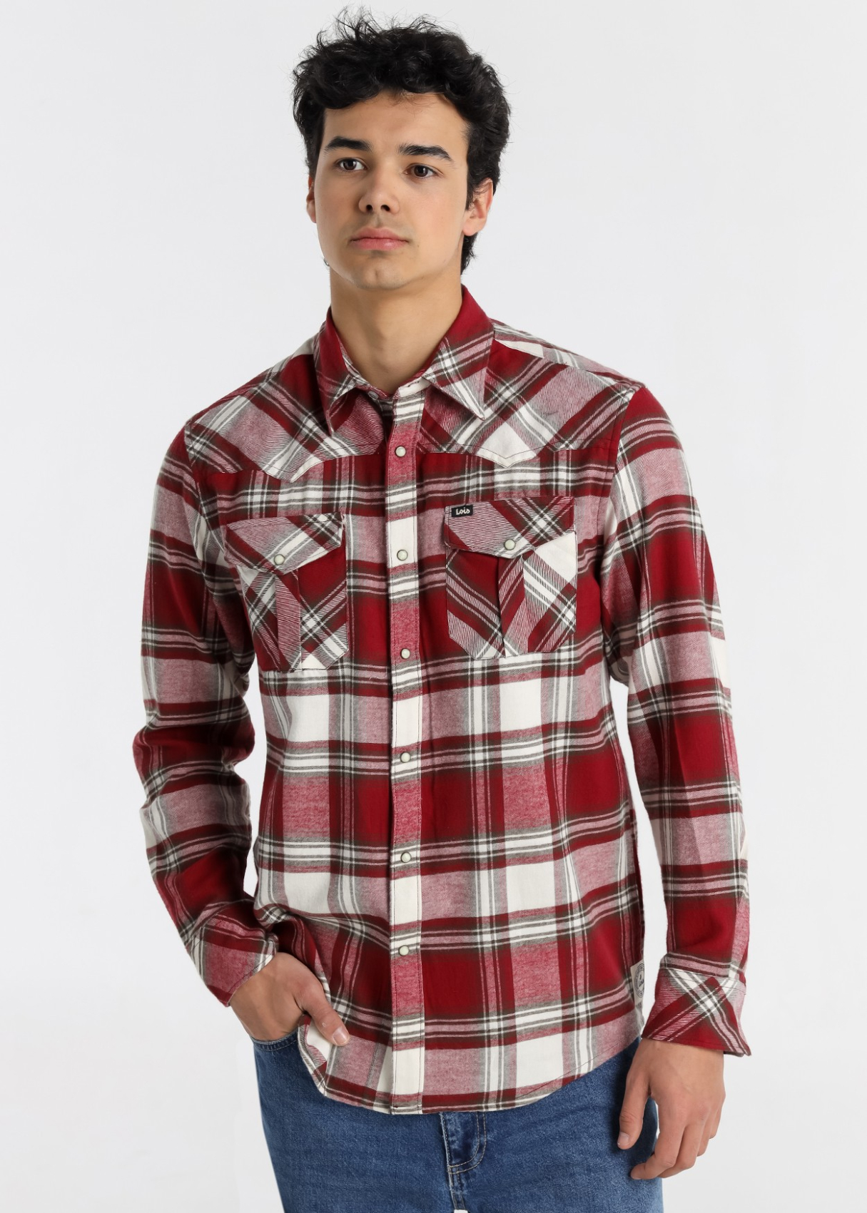 Chemise à carreaux style western Lois Jeans pour homme, manches longues · Personnage authentique
