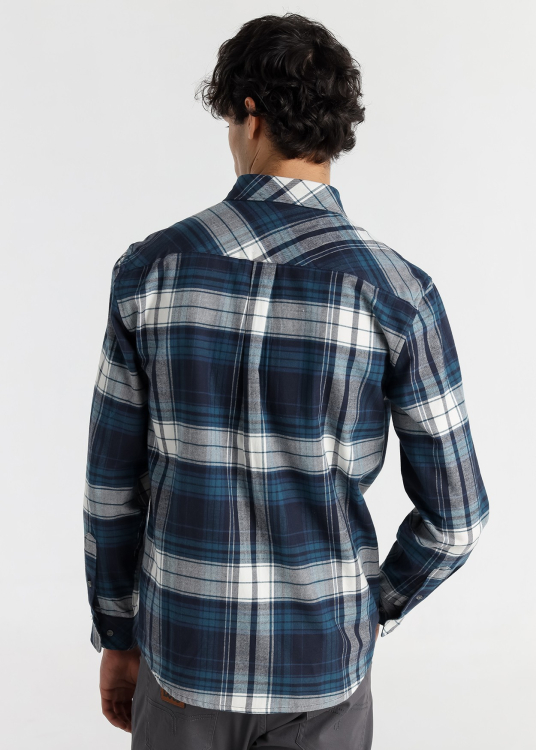 Chemise en flanelle à carreaux à manches longues pour homme Lois Jeans avec poche · inspiration denim | Bleu