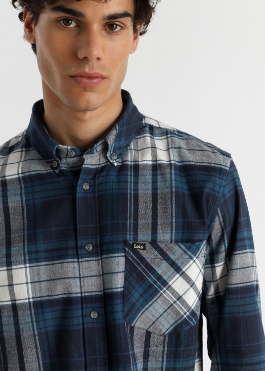 Chemise en flanelle à carreaux à manches longues pour homme Lois Jeans avec poche · inspiration denim
