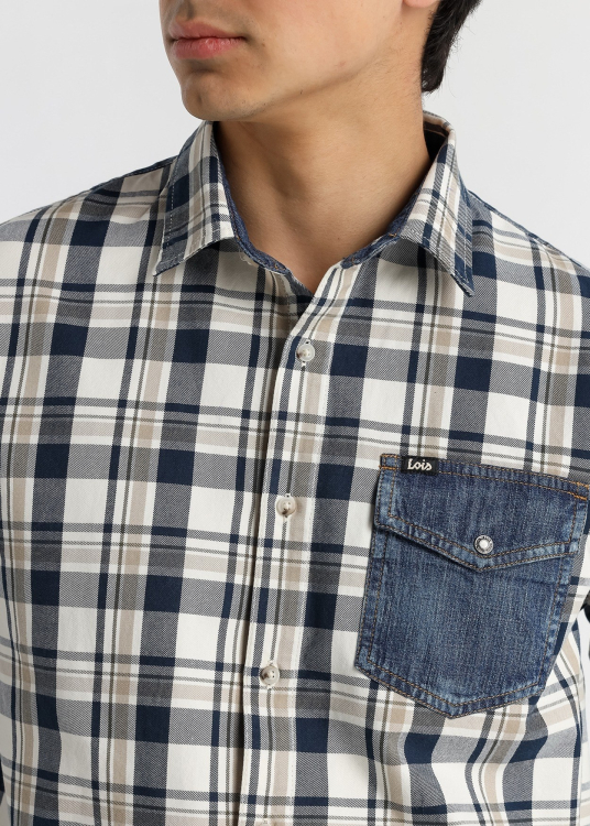 Chemise à manches longues pour homme Lois Jeans avec poche en denim · idéale pour le bureau et les loisirs