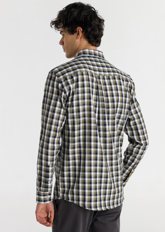 Chemise à carreaux verts à manches longues pour homme Lois Jeans · style quotidien | Gris