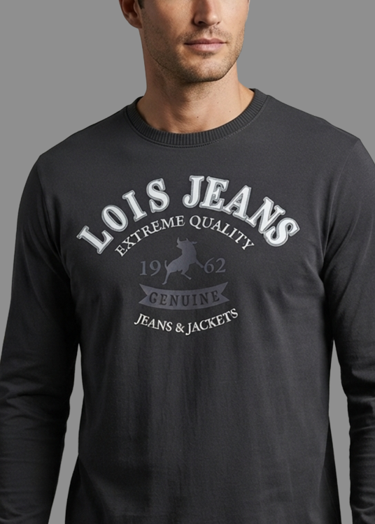 T-shirt à manches longues pour homme Lois Jeans avec motif taureau · garde-robe de saison