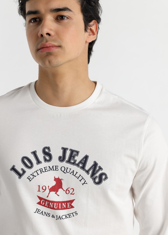 T-shirt à manches longues pour homme Lois Jeans avec motif taureau · garde-robe de saison