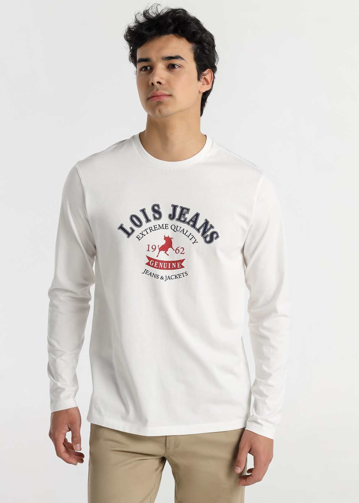 T-shirt à manches longues pour homme Lois Jeans avec motif taureau · garde-robe de saison