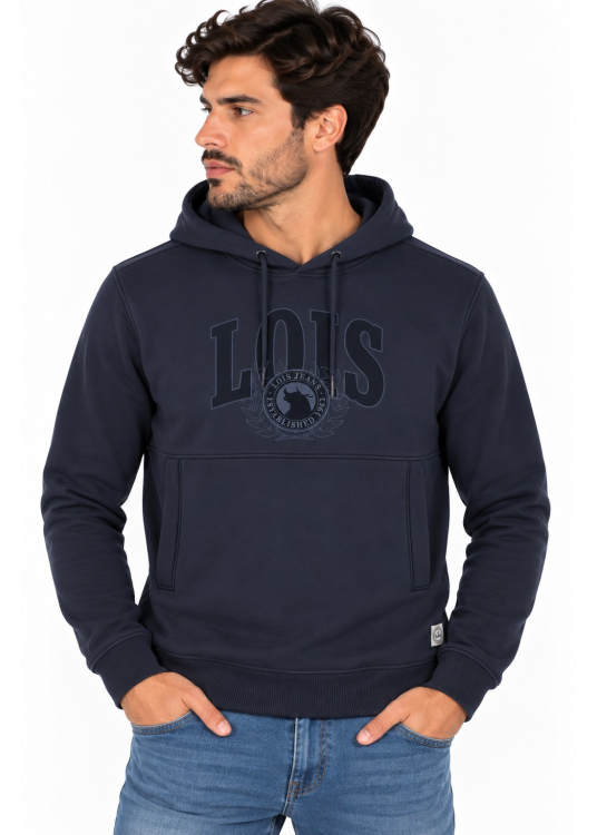 Sweat à capuche pour homme Lois Jeans avec application Lois · idéal pour le bureau et les loisirs | Bleu