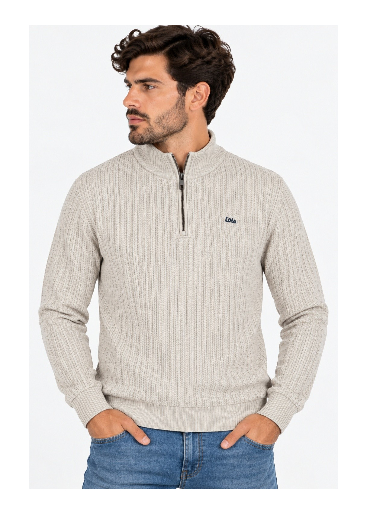 Sweat-shirt zippé pour homme Lois Jeans avec application Fun Lois · style quotidien