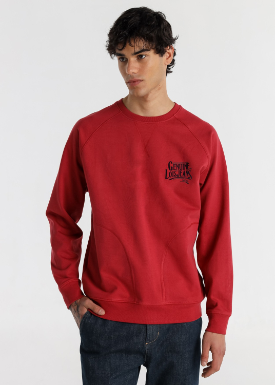 Sweat-shirt à col rond pour homme Lois Jeans avec motif authentique · Style décontracté | Rouge