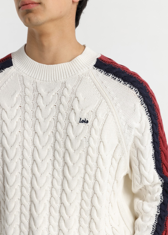 Pull à col roulé pour homme Lois Jeans, en maille torsadée et manches rayées - un modèle polyvalent