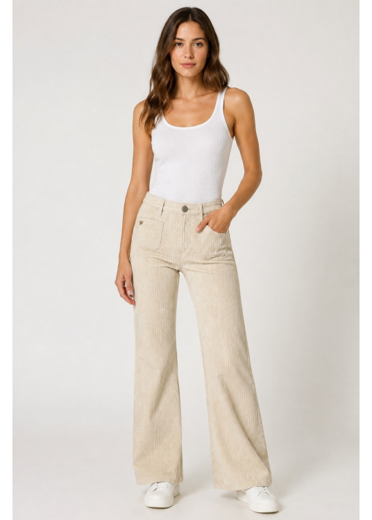 Pantalon en velours côtelé Lois Jeans pour femme avec poches plaquées · pour un look décontracté | Tailles en pouce | Violet