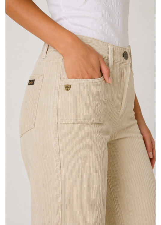 Pantalon en velours côtelé Lois Jeans pour femme avec poches plaquées · pour un look décontracté | Tailles en pouce