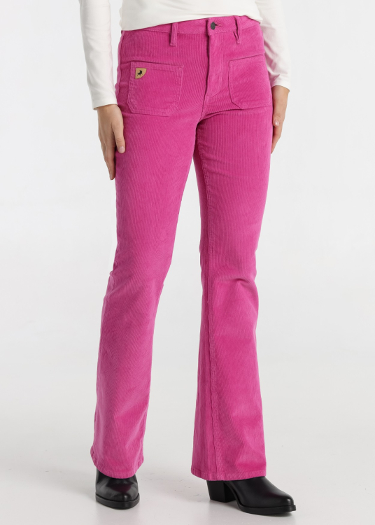 Pantalon en velours côtelé Lois Jeans pour femme avec poches plaquées · pour un look décontracté | Tailles en pouce | Grenat