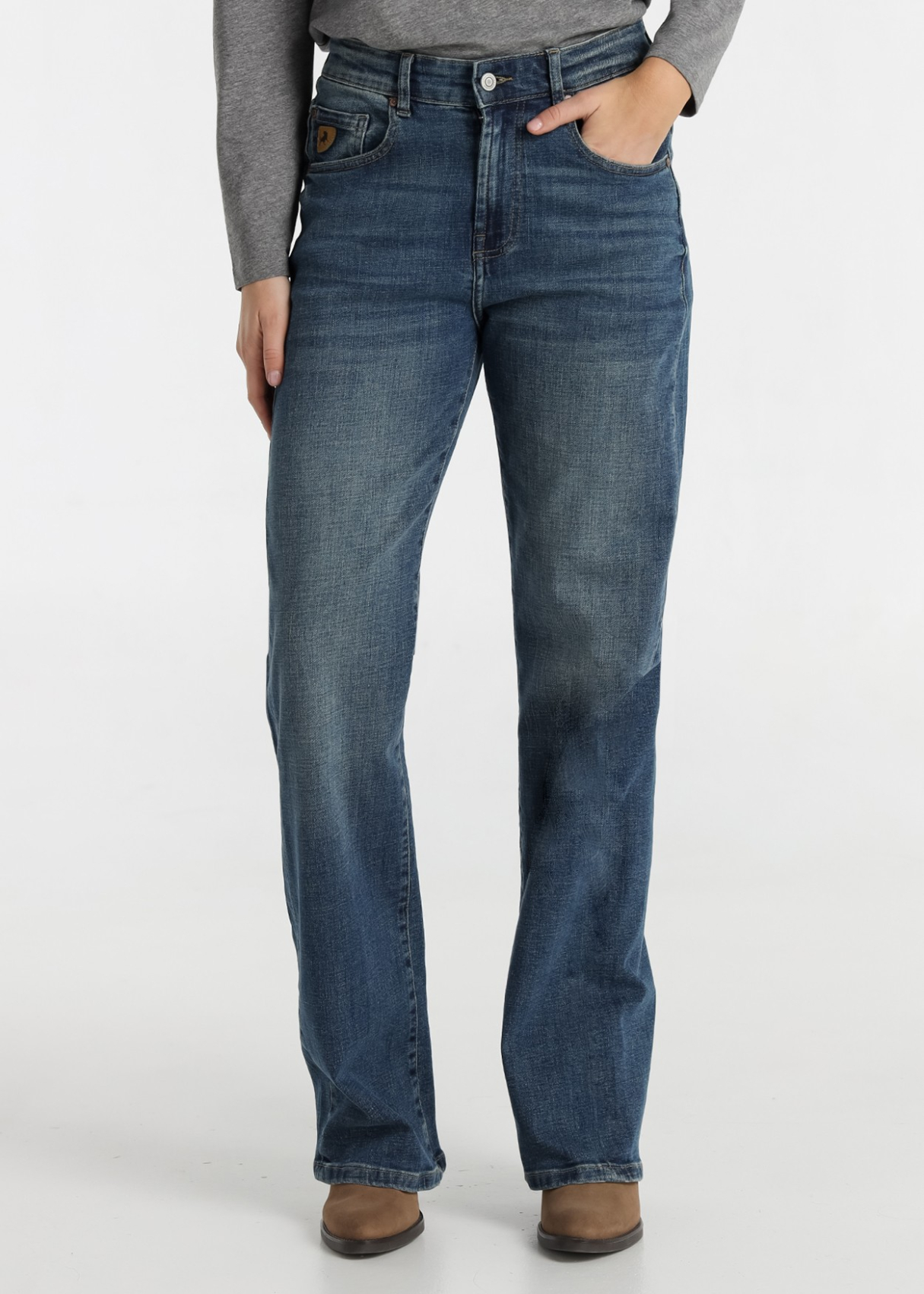 Jean Lois Jeans pour femme, bleu moyen délavé vintage · polyvalent au quotidien | Tailles en pouces