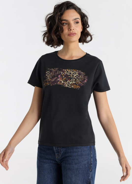 T-shirt à manches courtes Lois Jeans Volcano Graphic pour femme · Esthétique féminine | Brun