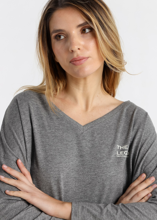 T-shirt à manches longues et col en V pour femme Collection saisonnière