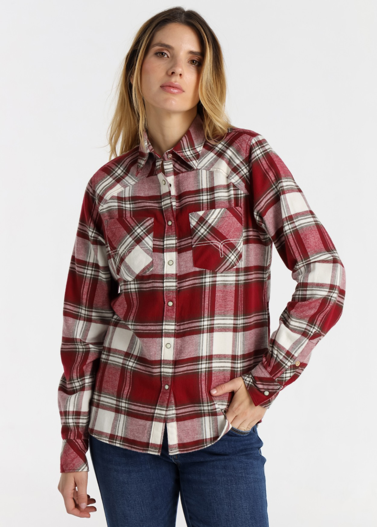 Chemise à carreaux style western à manches longues pour femme par Lois Jeans · Collection femme
