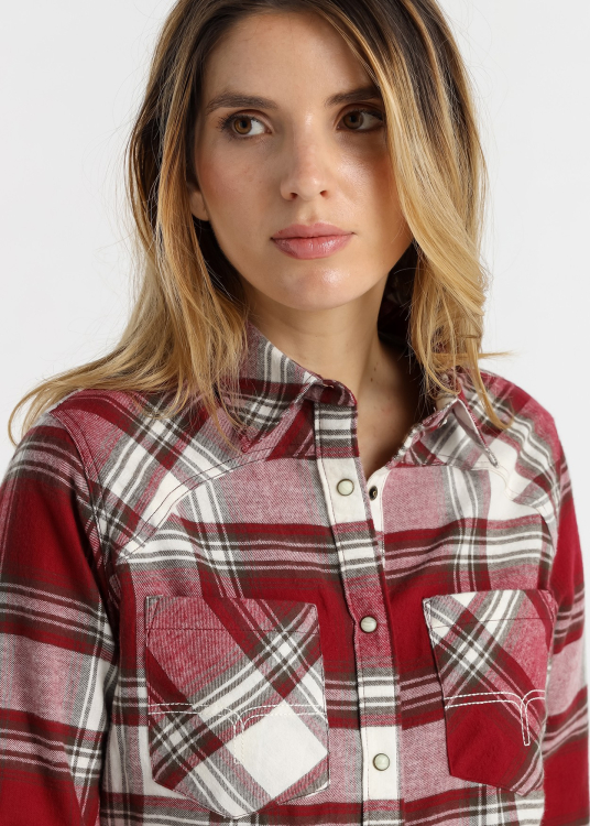 Chemise à carreaux style western à manches longues pour femme par Lois Jeans · Collection femme