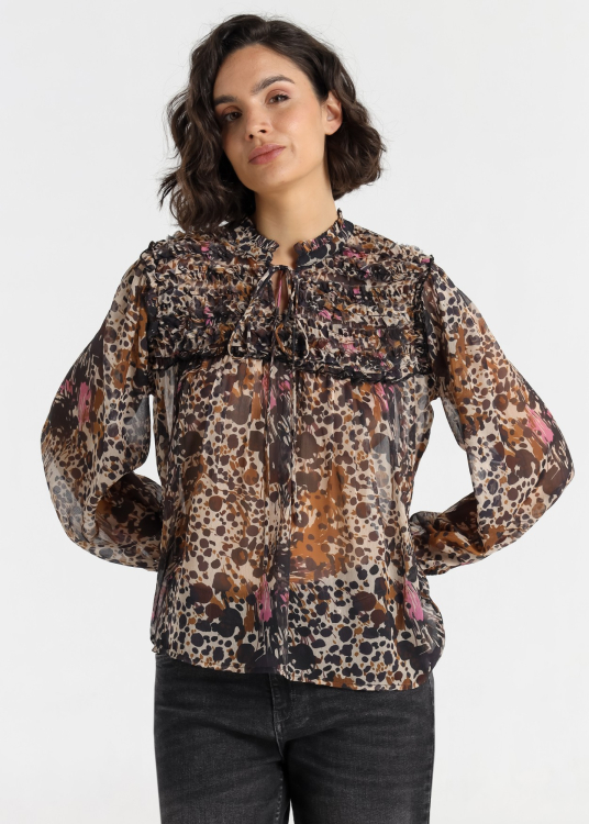 Chemisier Lois Jeans pour femme, imprimé volcan · style décontracté | Bleu