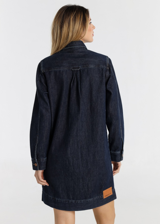 Robe courte en jean Lois Jeans pour femme, avec poches - un indispensable de la garde-robe | Noir